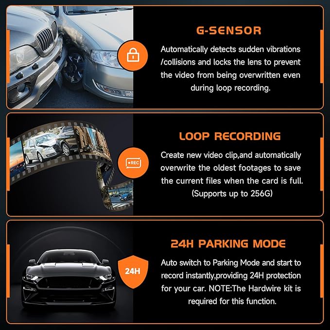 Dash Cam, 2.5K Dash Cam Front, VEEMENT Dash Camera for Cars, 1440P Car Dash Camera with APP, WiFi Dash Cams with WDR Night Vi