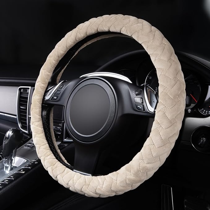 Flying Banner car Steering Wheel Cover Massage Velvet Warm Universal Size 15 inches SUV Truck Anti Slip Odorless Summer Winte