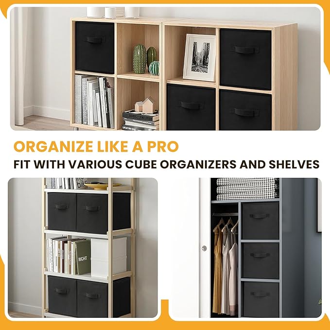 Large Storage Cubes- 13 Inch Cube Storage Bins for Organizing Shelves Kallax - Nursery Closet Organization Bins for Clothes B