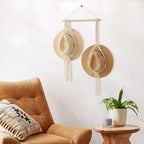 Tissting Macrame Hat Hangers Boho Hat Rack for Wall Hat Holder Display Organizer Bobo Hanging Hat Organizer Storage for Wide 
