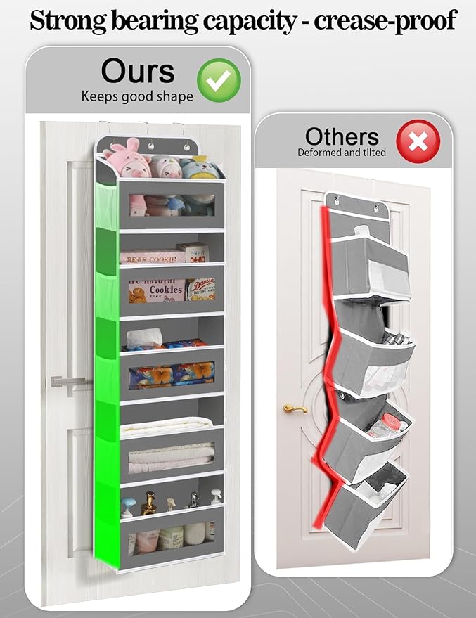 KYEVIS Over The Door Organizer, 5 Shelves Closet Door Hanging Organizer with 10 Mesh Pockets, Nursery Closet Organizer, Baby 