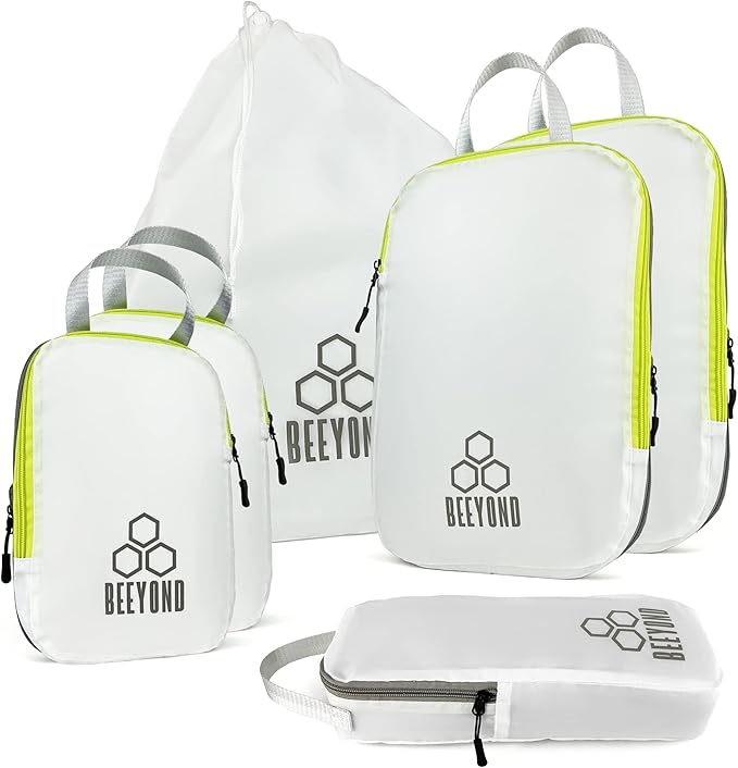 Beeyond Compression Packing Cubes Set - 6 Pieces for Travel and Luggage Organization, Includes Large & Small Cubes, Accessori
