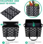 WISELIFE Reusable Grocery Bags 3-Pack Foldable Washable Large Storage Bins Basket Water Resistant Shopping Tote Bag Black