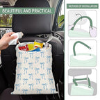 Cute Car Trash Can, Hanging Canvas Car Back Seat Organizer and Storage Bag, Funny Car Trash Bag For Travelling, Outdoor Cute Blue Bows