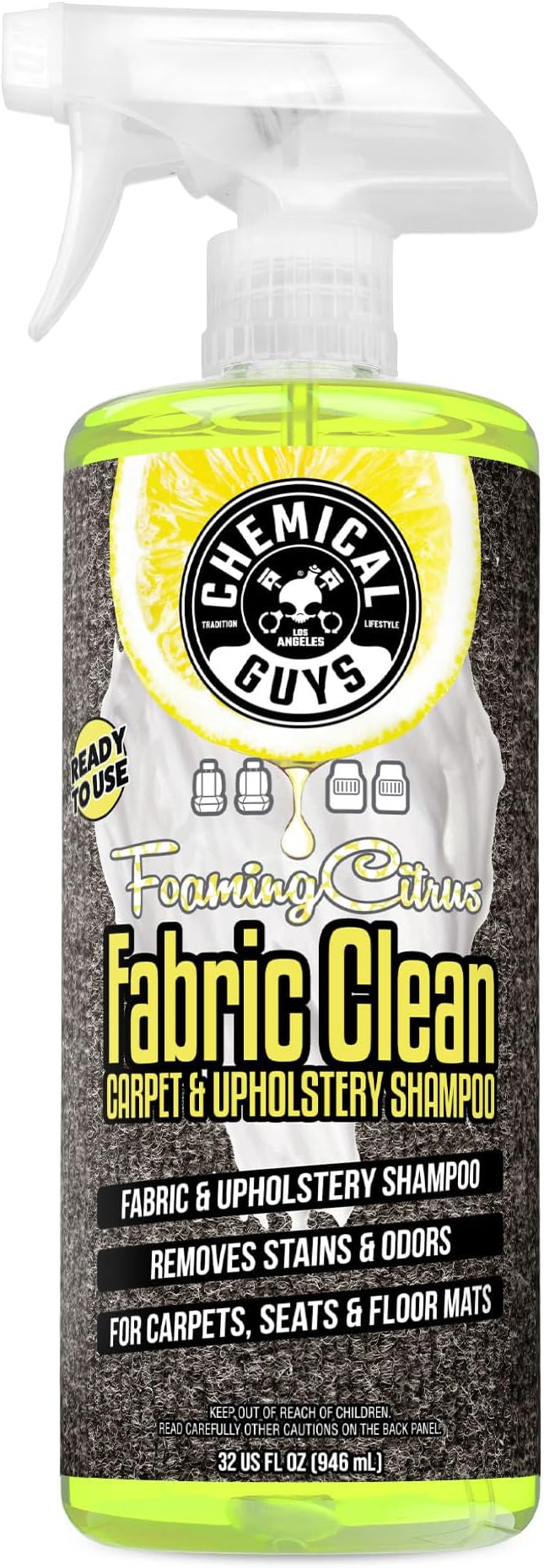 Chemical Guys Foaming Citrus Fabric Clean Carpet & Upholstery Cleaner, Ready to Use, Sprayable (for Carpets, Seats & Floor Ma