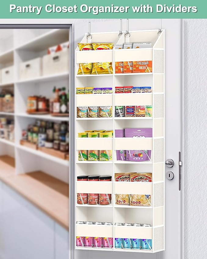 UVIAHOMI Heavy Duty Over The Door Organizer 5 Tiers, Extra Large Behind Door Storage of 10 Big Front & 10 Mesh Pockets, 80lb 