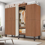 Heavy Duty Covered Clothes Rack with Magnetic Door Foldable Portable Wardrobe Closet for Hanging Clothing Rolling Black Metal