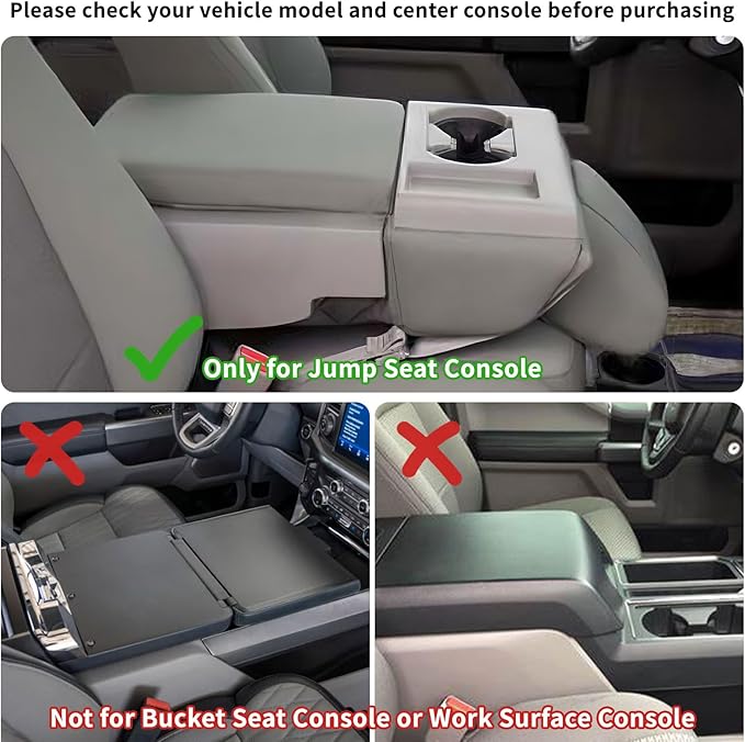 Center Console Seat Headrest Organizer for 2011-2024 2025 Ford F150 F250 F350 F450 F550 F650 Accessories, Storage Tray with Non-Slip Rubber Mat (Jump Seat Only)
