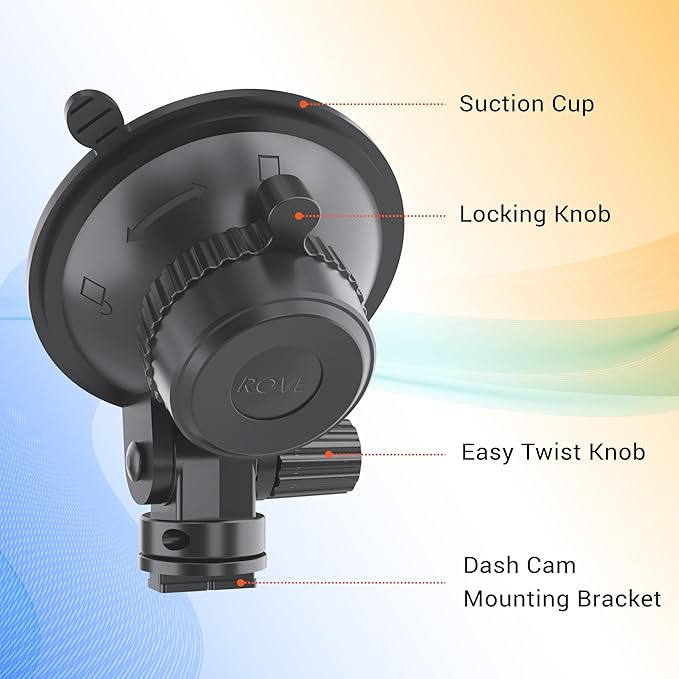 ROVE Suction Cup Mount for R2-4K, R2-4K PRO and R2-4K Dual Dash Camera Models