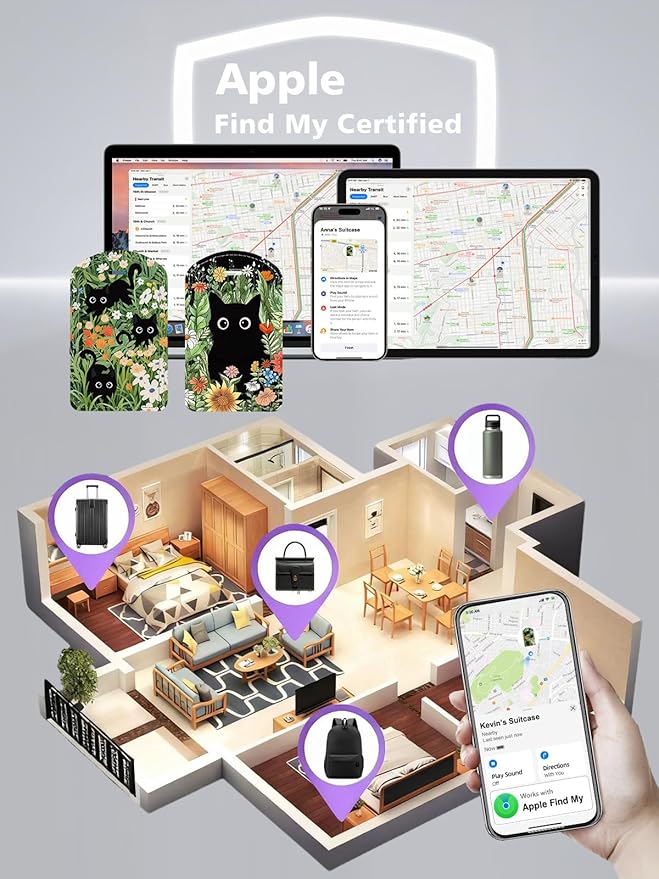 Luggage Tags Built-in Anti-Loss Tracker, Luxury Leather Luggage Tags for Suitcase, Travel Bags, Backpacks, Travel Organizer f