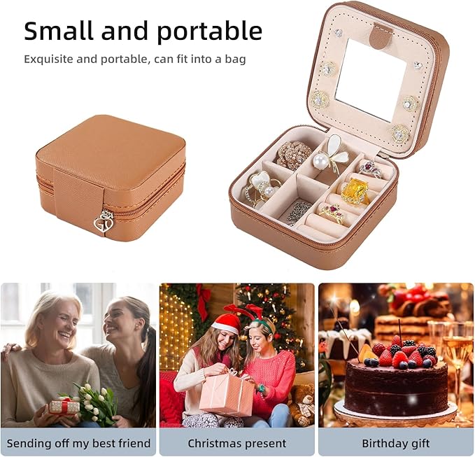 KElofoN Travel jewelry case Travel jewelry box Travel Jewelry Organizer Small Jewelry Organizer Box for Girls Women with Mirr