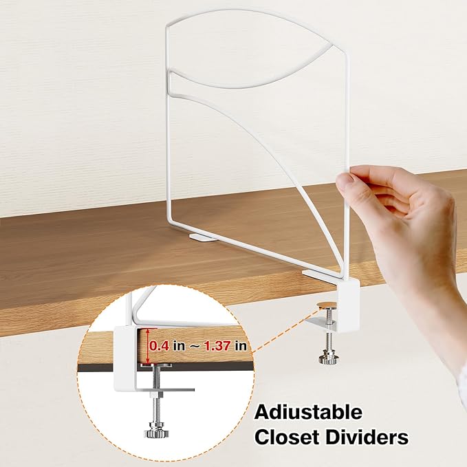 8-Piece Wire Shelf Dividers for Closet Organization, Upgraded C-Clips Adjustable Metal Shelf Dividers Suitable For Bedrooms &