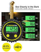 Digital Tire Pressure Gauge for Low Pressure Tires - 0-30 PSI ±0.5% Accuracy, Backlit LCD with 4 Units & Battery Indicator, 360° Swivel Head for Schrader Valve, Fit for ATVs, UTVs, Golf Carts