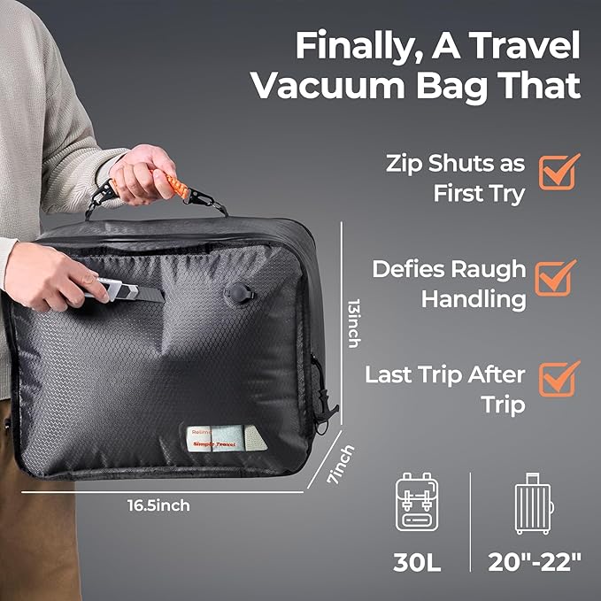 Relime Apex Series Vacuum Bags for Travel Luggage, 180° Open, Reusable Compression Bags for travel Pack, Vacuum Seal Packing 