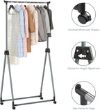 Whitmor Foldable Garment Rack - Rolling Clothes Rack - Adjustable Height Garment Rack, Heavy Duty Foldable Clothes Rack with 
