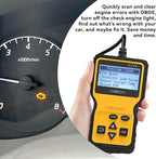 Car OBD2 Scanner Code Reader for Check Engine, Read and Erase Fault Codes, Check Emission Monitor Status, CAN Diagnostic Scan