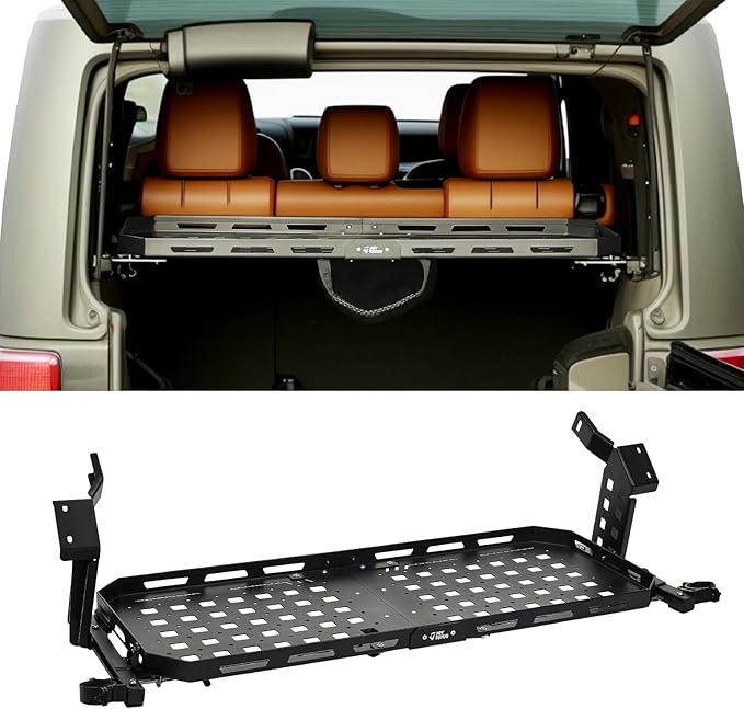JOYTUTUS Rear Cargo Rack Basket with Gas Shock Compatible with 2007-2018 Wrangler JK (Only for 4 Doors Hard Top), 350 LBS Capacity Trunk Storage Rack, Pet Barrier Molle Panel, Black