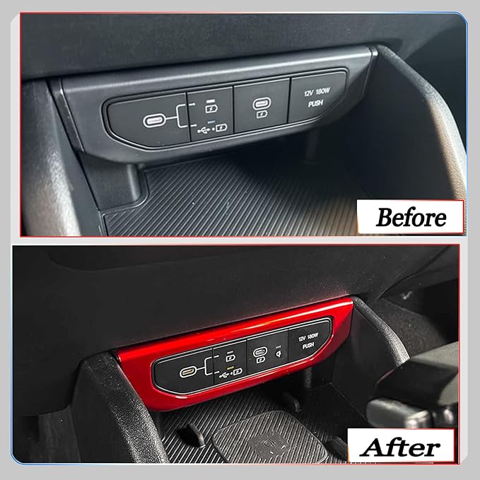 Center Console Switch Cover,for Kia K4 2024 2025 2026, Door Panel Cover,USB Panel Cover,Charging Port USB Hole Protective Cover - Wine Red Protective Accessories