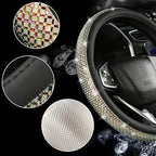 Bling Dianmond Leather Steering Wheel Cover for Women Girls with Crystal Rhinestones, Universal Fit 14.5“-15” in Car Steering Wheel Cover Accessories