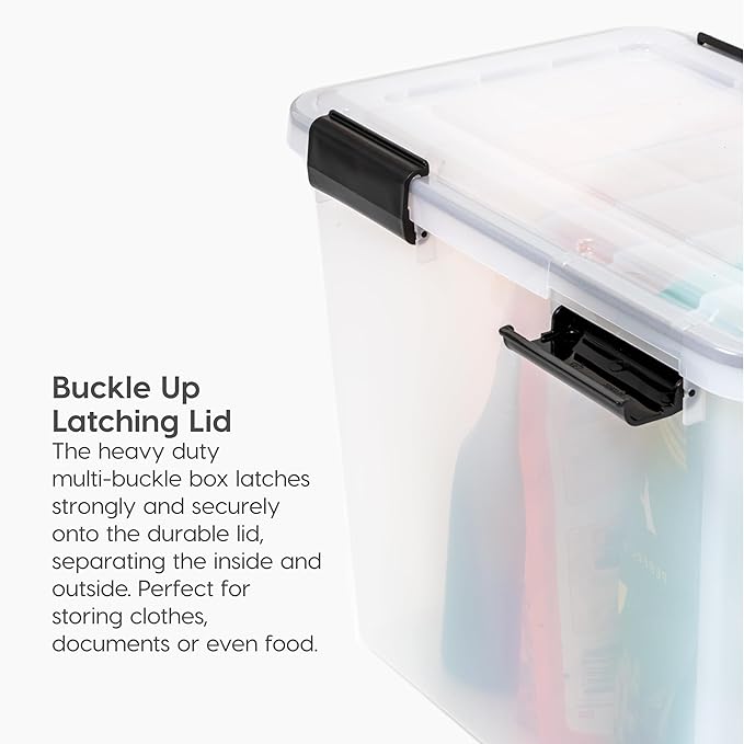 IRIS USA File Box WeatherPro Organizer Plastic for Letter/Legal, Water Resistant Document, Durable Lid, Seal w/Secure Latchin
