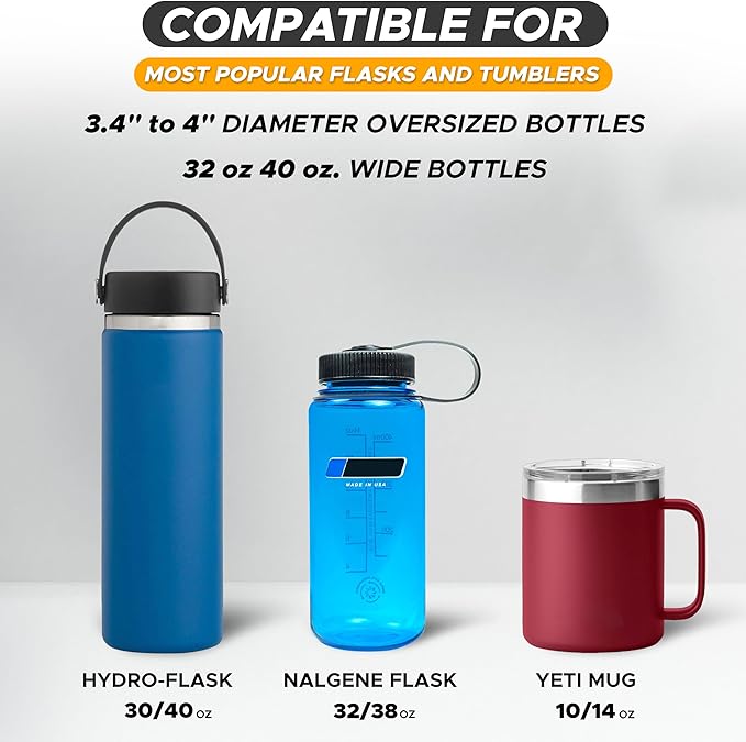 EcoNour Car Cup Holder Expander | Fits 32/40 oz Hydro Flasks, Yeti, Nalgene & Large Bottles up to 3.8" | Universal Cup Adapte