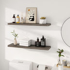 Vivelove Solid Wood Floating Shelves Set of 2, Elm Wood Wall Shelf with Invisible Bracket for Living Room Bedroom Bathroom Of