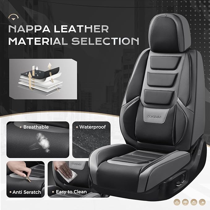 Coverado Car Seat Covers, Front Covers for Cars, Car Seat Cover Front Seats, Automotive Seat Cover, Waterproof, Leather Car S