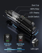 Handheld Vacuum Cordless, 18000PA Strong Suction Car Vacuum Cleaner Portable with Brushless Motor & LED Light, Hand Vacuum wi