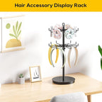 ORLESS 2 Tier Rotating Jewelry Display Stand, Keychain Display Stand with 24 Hooks, Black Metal Retail Display Spinning Holde