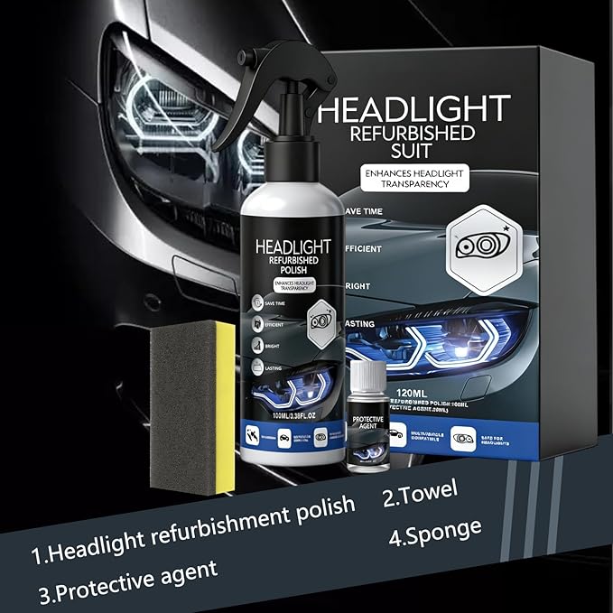 2Pcs Car Headlight Restoration Polishing Kits,Headlight Restoration Kit,Headlight Cleaner And Restorer Kit,Fast & Easy Car He