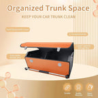 XCF Car Trunk Organizer for SUV, Collapsible Leather Car Storage Trunk Organizer with Lid and Sturdy Handle Car Trunk Leather