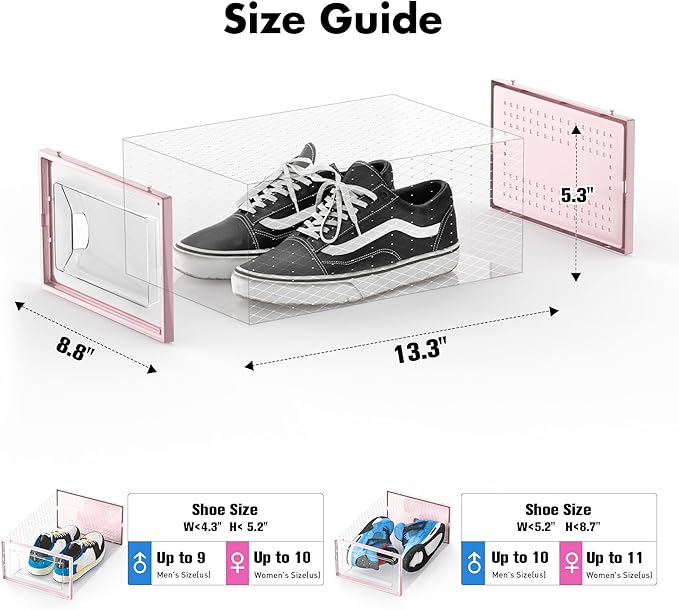 Foluck Shoe Storage Box, 15 Pack Clear Plastic Stackable Shoe Organizer for Closet, Interlocking Design Shoe Container Bins f