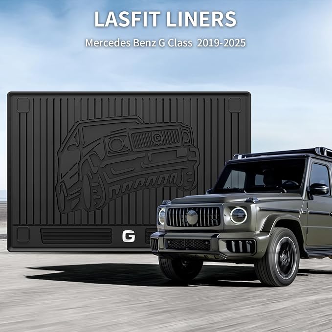 LASFIT Cargo Mat for Mercedes Benz G Class G550 / G580 / G63 AMG SUV 2026 2025 2024 2023 2022 2021 2020 2019, All Weather TPE Custom Fit Cargo Liner for G Class Trunk Mat, Black