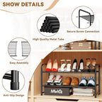 Shoe Rack, Closet Metal 2Tier 27 Inch Shoe Shelf Organizer for floor, Stackble & Adjustable, Black