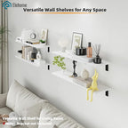 Floating Shelf Board for Wall 5/8" – No Brackets – 36" L x 10" W x 0.6" T White Melamine Wood Floating Shelves for Bathroom, 