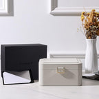 KAMIER Jewelry Box, 2 Layers PU Leather Jewelry Organizer Box, Large Capacity, Double Lock and Large Mirror, Hidden Necklace 