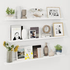 Axeman 48 Inch Floating Shelves | White Picture Ledge Shelf Set of 3 | Rustic Wood Wall Shelves with Lip | 48" White Picture 