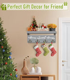 buways Key Holder Wall Mount with 4 Double Hooks-Solid Wood Wall-Mounted Organizer for Keys&Mail Rustic Key Rack Hanger Holde