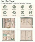 Amearea Jewelry Box Organizer for Women Girls with Mirror, 3-Layer Large Jewelry Storage Case, Synthetic Leather Jewelry Hold