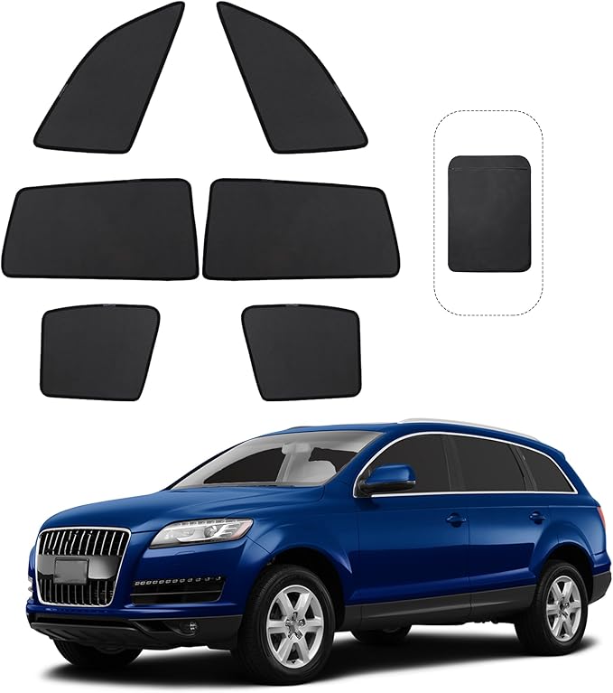 Front Side Half Window Shade Foldable Custom Fit for Audi Q7 2011-2015 Car Window Shades for Side Window Sun Shade UV Protection Heat Insulation for Camping Sleeping 6PCS