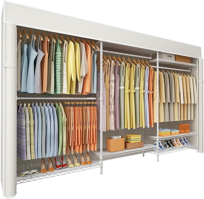 Ulif E13C Max Heavy Duty Closet Organizer System，Freestanding Clothing Racks for Hanging Clothes，Adjustable Garment Rack 86" 