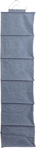 Household Essentials Hanging Cotton Blend Closet Organizer with 6 Storage Shelves, Denim