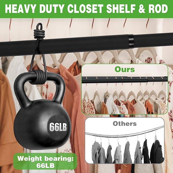 Expandable Closet Shelf, 16-67 Inches Metal Closet Rod Organizers and Storage Shelves Space Saving DIY Divider Separator for 
