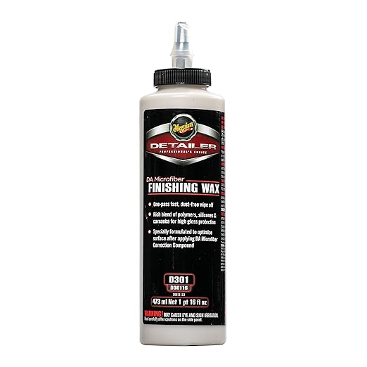 Meguiar's Professional DA Microfiber Finishing Wax D30116 - Pro Microfiber Wax That's Easy to Use and Removes Light Defect while Protecting, Ideal for Use with a DA Microfiber Finishing Disc, 16 Oz