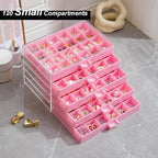 YUFONG Earring Storage Box Organizer, Acrylic Jewelry Storage Box Holder 5 Drawers Transparent Jewelry Display Stand with 120