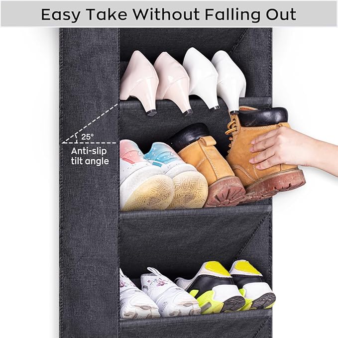 SLEEPING LAMB Shoe Rack for Door with Large Deep Pocket, Hanging Door Shoe Organizer for Closet Hanger, Dorm and Narrow Sneak