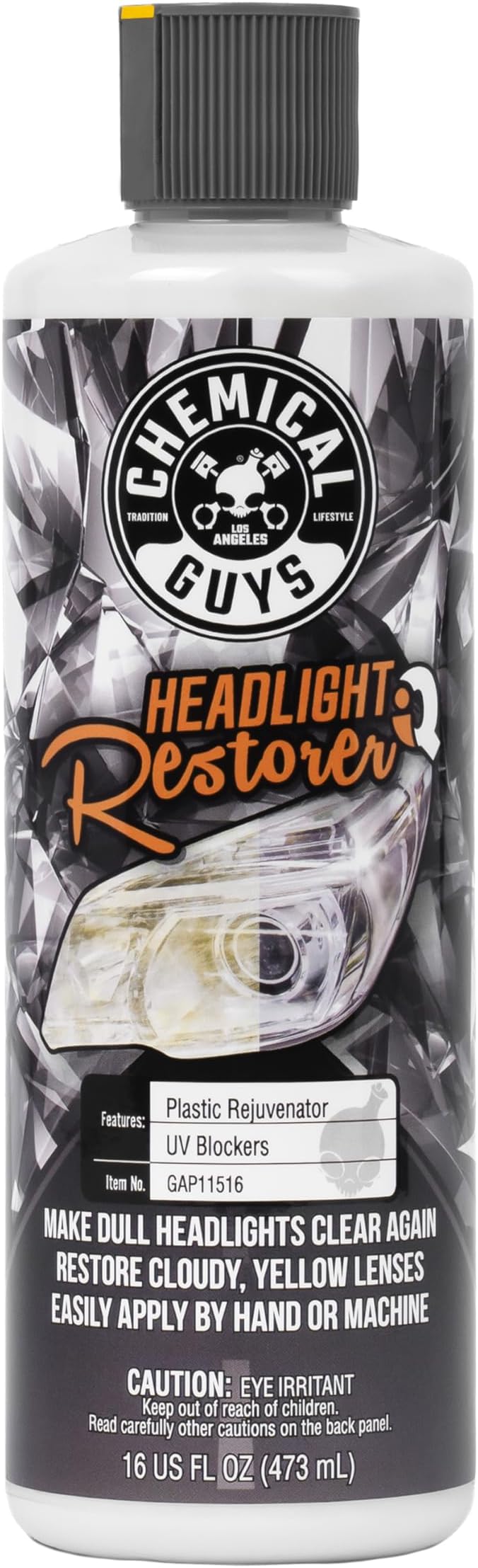 Chemical Guys Headlight Restore and Protect - Cleans, Restores Clarity, and Protects Headlights from Future Fading, Safe for Trucks, SUVs, Motorcycles, RVs & More - 16 oz