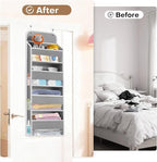 SpaceWhisper Over the Door Organizer, 4 Large Pocket Hanging Storage Organizer with 40lb Capacity, Space Saving for Nursery, 