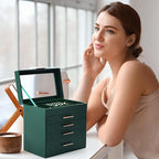 Somduy Jewelry Box, 5 Layers Jewelry Storage Display Box with Glass Lid for Women, 4 Drawers,Large Capacity for Necklace Earr