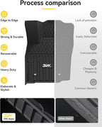 3W Floor Mats Fit for Toyota Tacoma Hybrid 2024 2025 2026, TPE All Weather Custom Fit Floor Liner for Tacoma Accessories 1st and 2nd Row Full Set Car Mats Easy Clean, Black(Only for Hybrid)